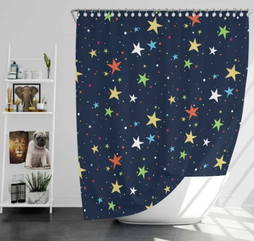 Colorful Starry Night Pattern Shower Curtain