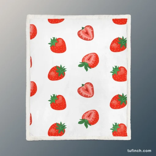 Colorful Strawberries Pattern Sherpa Fleece Blanket 1