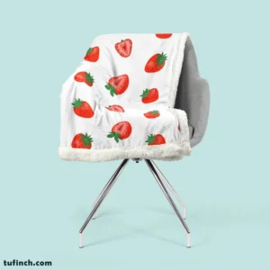 Colorful Strawberries Pattern Sherpa Fleece Blanket 2