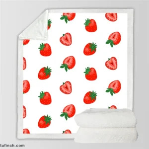 Colorful Strawberries Pattern Sherpa Fleece Blanket