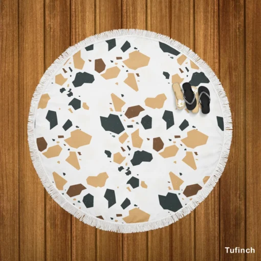 Colorful Terrazzo Design Round Beach Towel