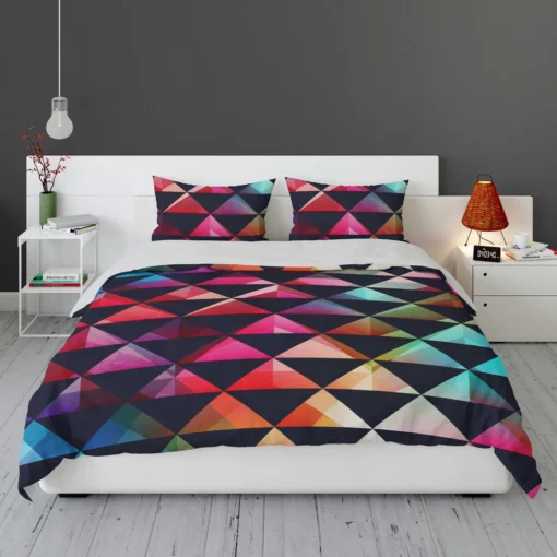 Colorful Triangle On Black Bedding Set 1