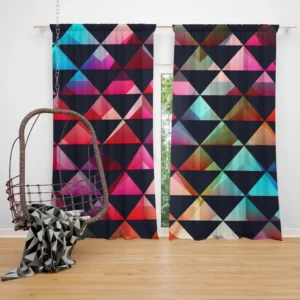 Colorful Triangle On Black Curtain