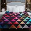 Colorful Triangle On Black Duvet Cover