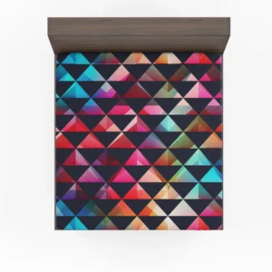 Colorful Triangle On Black Fitted Sheet