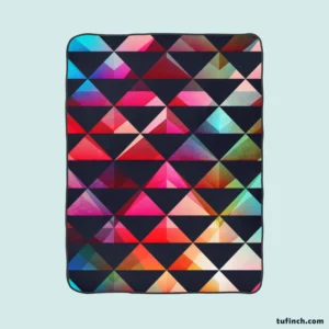 Colorful Triangle On Black Fleece Blanket 1