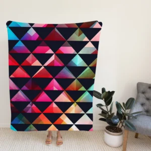 Colorful Triangle On Black Fleece Blanket