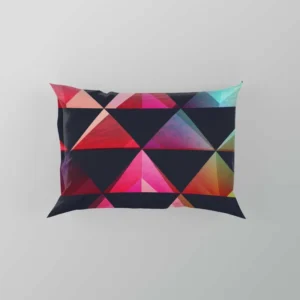 Colorful Triangle On Black Pillow Case