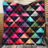 Colorful Triangle On Black Quilt Blanket