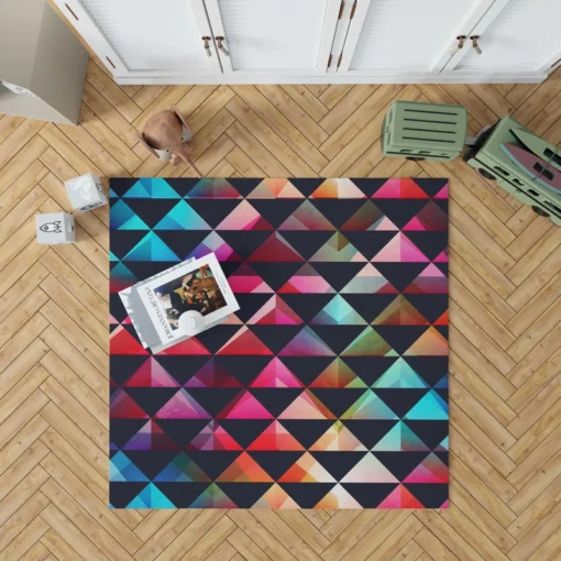 Colorful Triangle On Black Rug