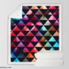 Colorful Triangle On Black Sherpa Fleece Blanket