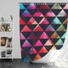 Colorful Triangle On Black Shower Curtain