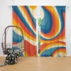 Colorful Waves Doodle Pattern Curtain