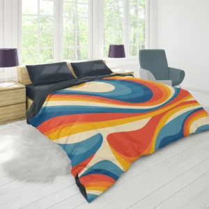 Colorful Waves Doodle Pattern Duvet Cover 1