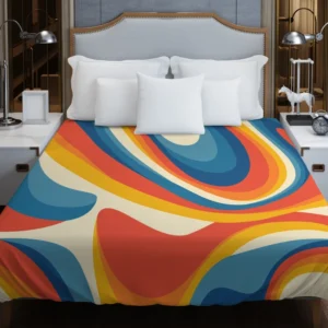 Colorful Waves Doodle Pattern Duvet Cover