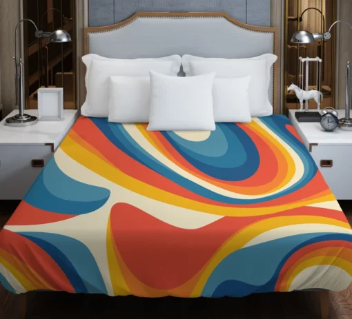 Colorful Waves Doodle Pattern Duvet Cover