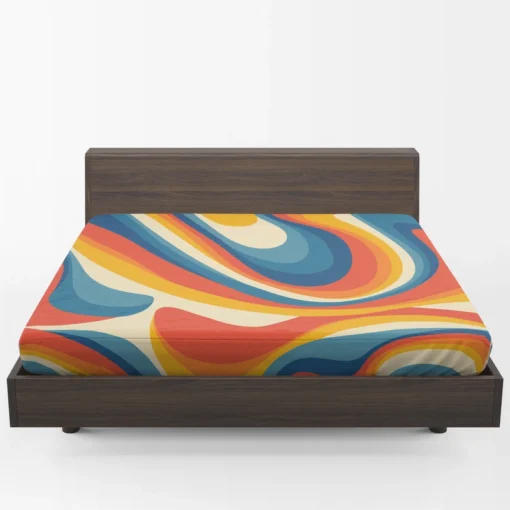 Colorful Waves Doodle Pattern Fitted Sheet 1