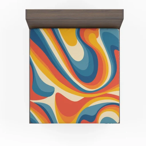 Colorful Waves Doodle Pattern Fitted Sheet