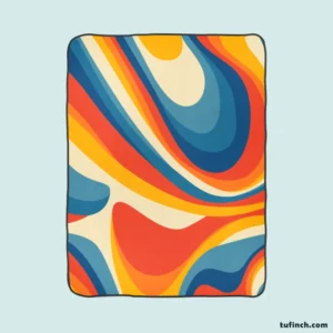 Colorful Waves Doodle Pattern Fleece Blanket 1