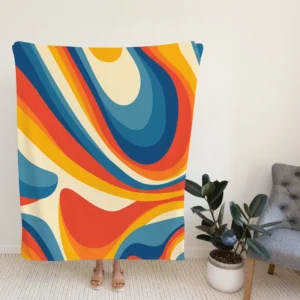 Colorful Waves Doodle Pattern Fleece Blanket