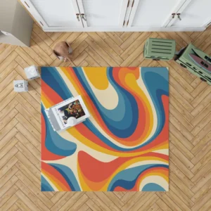 Colorful Waves Doodle Pattern Rug