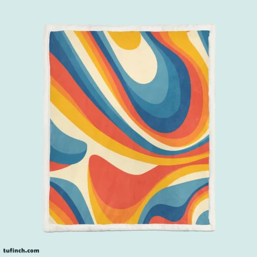 Colorful Waves Doodle Pattern Sherpa Fleece Blanket 1