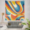 Colorful Waves Doodle Pattern Wall Tapestry