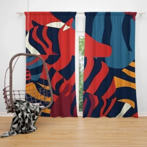 Colorful Zebra Stripes Print Curtain