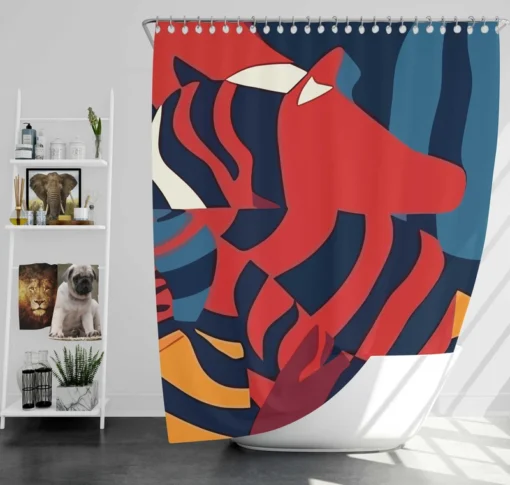 Colorful Zebra Stripes Print Shower Curtain