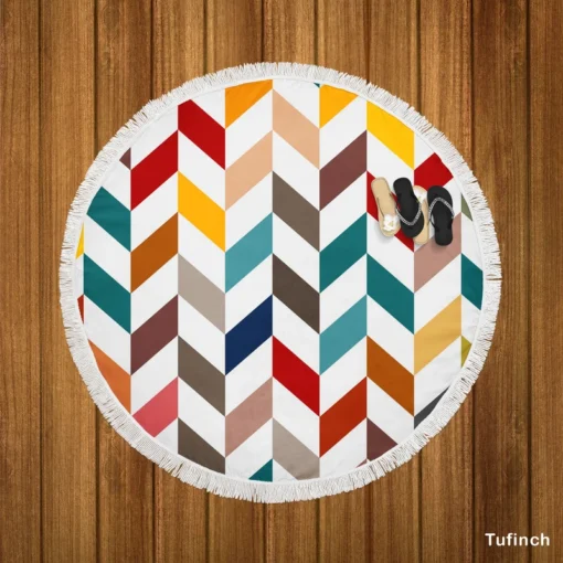 Colorful Zigzag Chevron Round Beach Towel