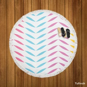 Colorful Zigzag Geometric Repeat Round Beach Towel