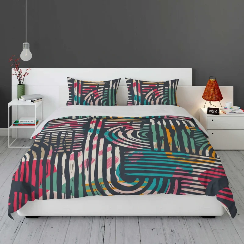 Contemporary Hand Drawn Shapes Bedding Set 1