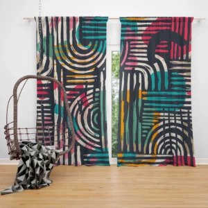 Contemporary Hand Drawn Shapes Curtain