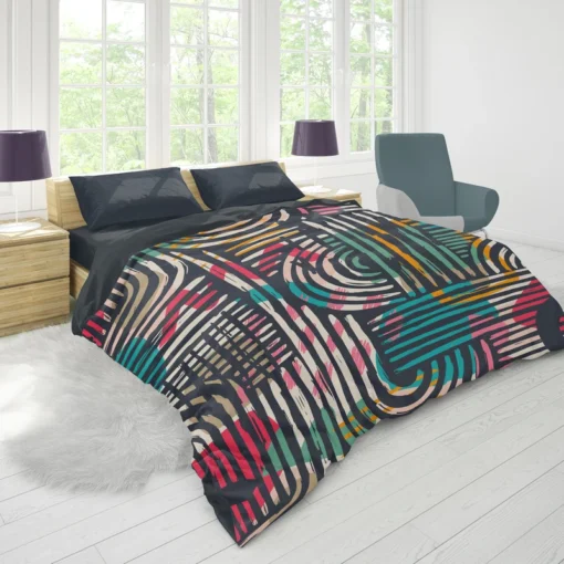 Contemporary Hand Drawn Shapes Duvet Cover 1