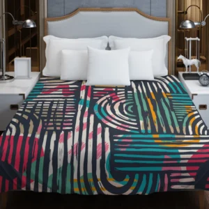 Contemporary Hand Drawn Shapes Duvet Cover