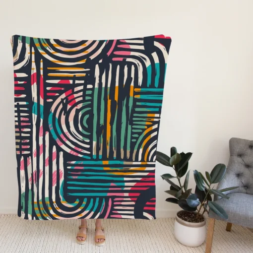 Contemporary Hand Drawn Shapes Fleece Blanket