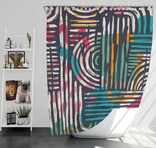 Contemporary Hand Drawn Shapes Shower Curtain