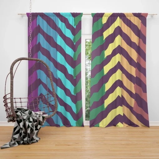 Contrast Rainbow Forest Pattern Curtain