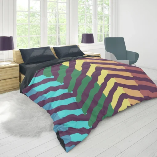 Contrast Rainbow Forest Pattern Duvet Cover 1