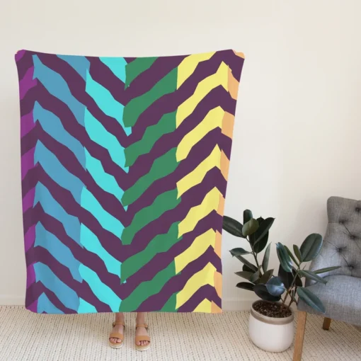 Contrast Rainbow Forest Pattern Fleece Blanket