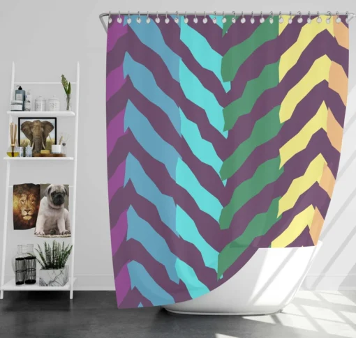 Contrast Rainbow Forest Pattern Shower Curtain