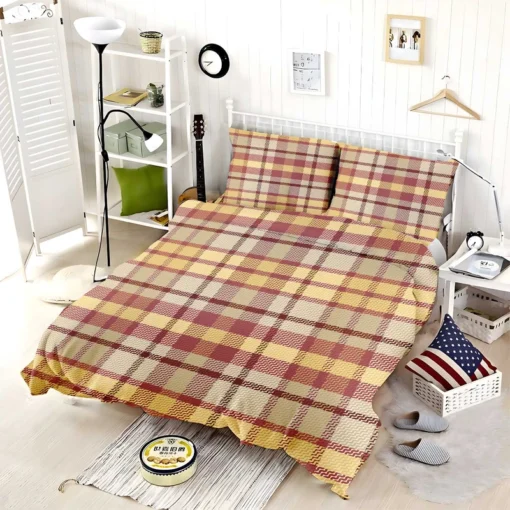 Copper Rust Yellow Tartan Plaid Bedding Set