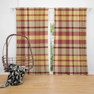 Copper Rust Yellow Tartan Plaid Curtain