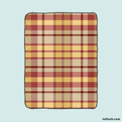 Copper Rust Yellow Tartan Plaid Fleece Blanket 1