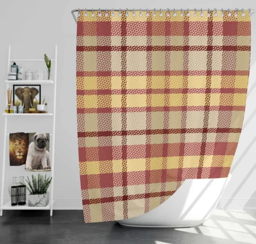 Copper Rust Yellow Tartan Plaid Shower Curtain