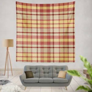 Copper Rust Yellow Tartan Plaid Wall Tapestry