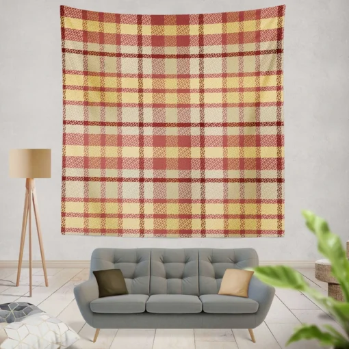 Copper Rust Yellow Tartan Plaid Wall Tapestry