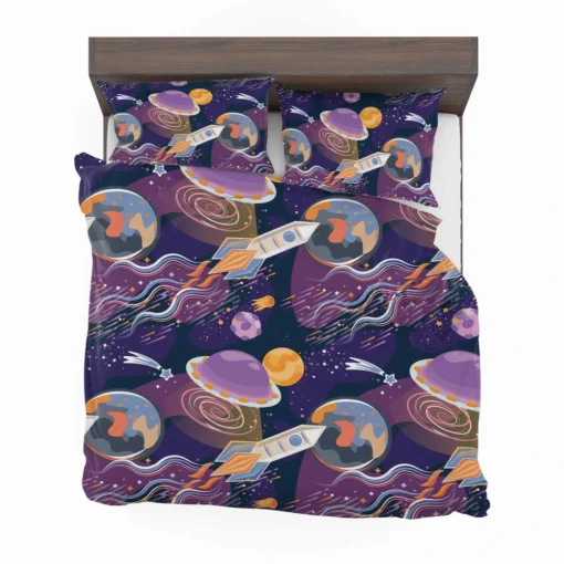 Cosmic Style Spaceship Rocket Bedding Set 2