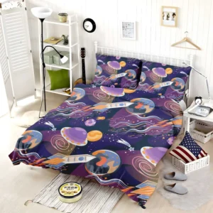 Cosmic Style Spaceship Rocket Bedding Set