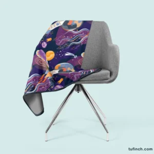 Cosmic Style Spaceship Rocket Fleece Blanket 2